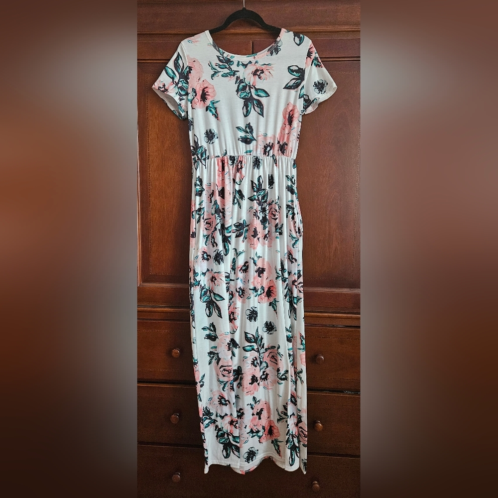 Amazon Floral Maxi Dress - Pink and Green